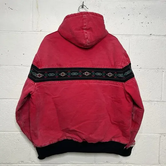 Vintage Carhartt Quilted Active Jacket “Red Aztec” J79 RED